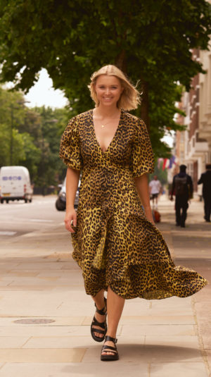 Ganni Leopard Print Wrap Dress