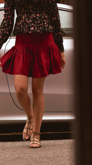 Isabel Marant Etoile Red Pleated Mini Skirt