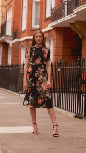 Floral midi short sleeved dress