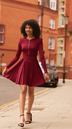 Carven burgundy skater style mini dress