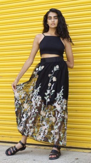 Maje Sheer Floral Maxi Skirt