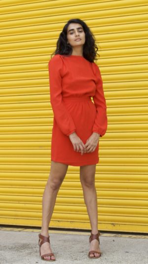 Maje Long Sleeve Red Mini Dress