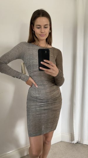 Ruched ombré mini dress