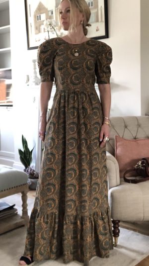 Paisley puff sleeved maxi dress