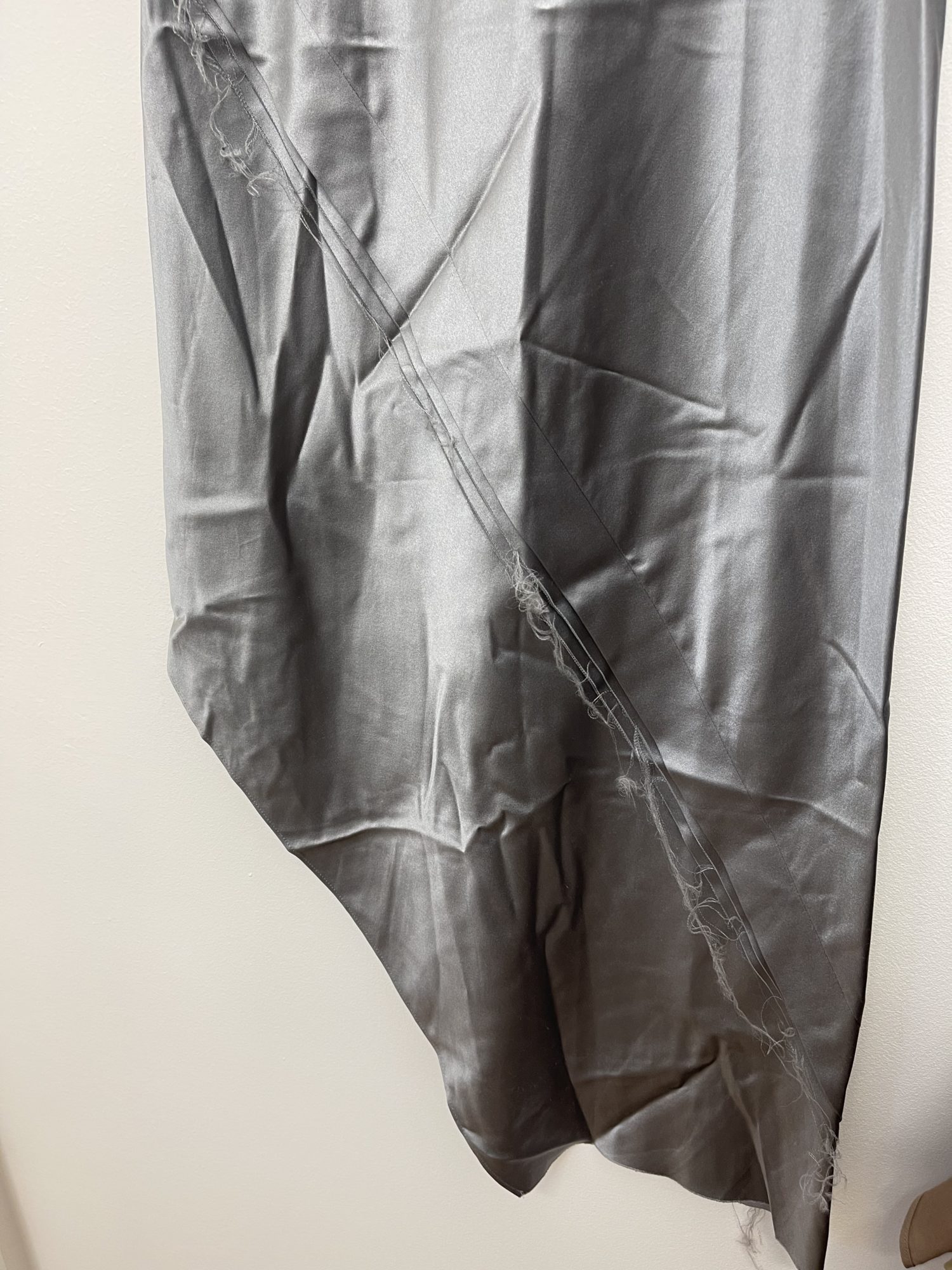 Helmut Lang asymmetric hem silver midi dress – StyleSwap