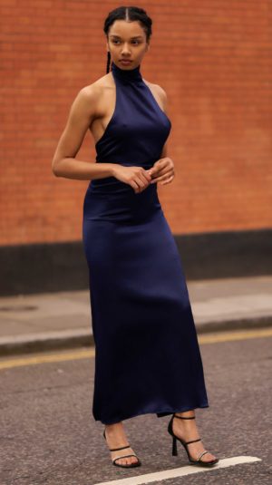 Sid Neigum Halter Neck Evening Gown