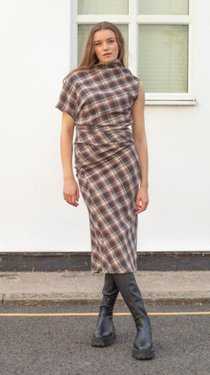 Isabel Marant Asymmetric Plaid Pisa Midi Dress