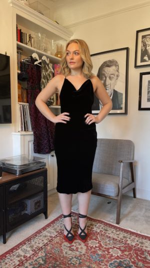 Joseph black velvet strappy dress