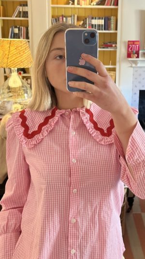 La Veste school shirt in pink and red gingham