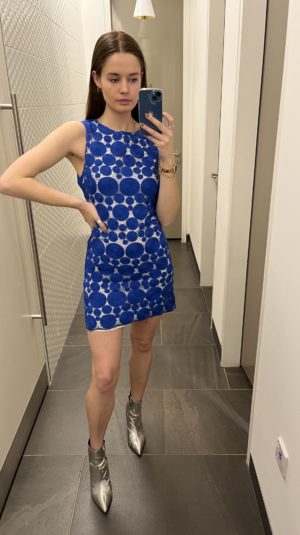 Alice + Olivia blue lace mini dress