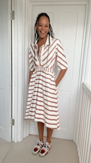 Maje Romala striped shirt dress