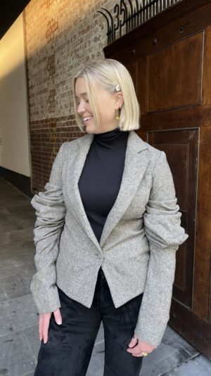 Preen by Thornton Bregazzi wool blazer with gathered sleeves