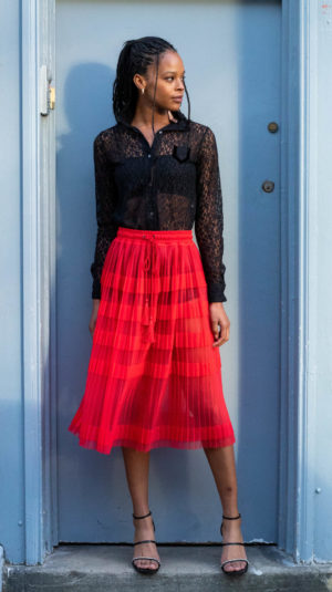 A’ La Garconne red tulle skirt