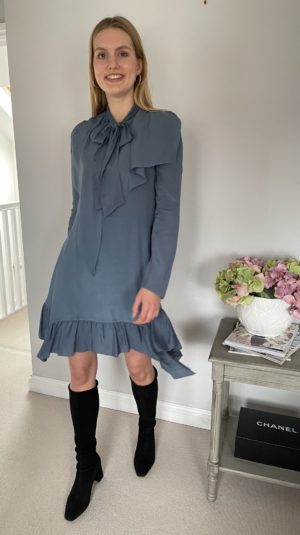 See By Chloe mini dress with ruffles and tie neck