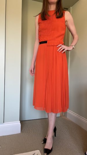 Victoria Beckham red sleeveless midi dress