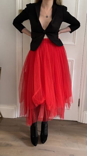 MSGM red tulle layered skirt