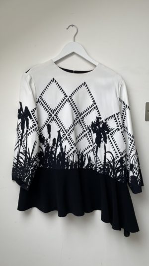 Preen Black and White Peplum Top