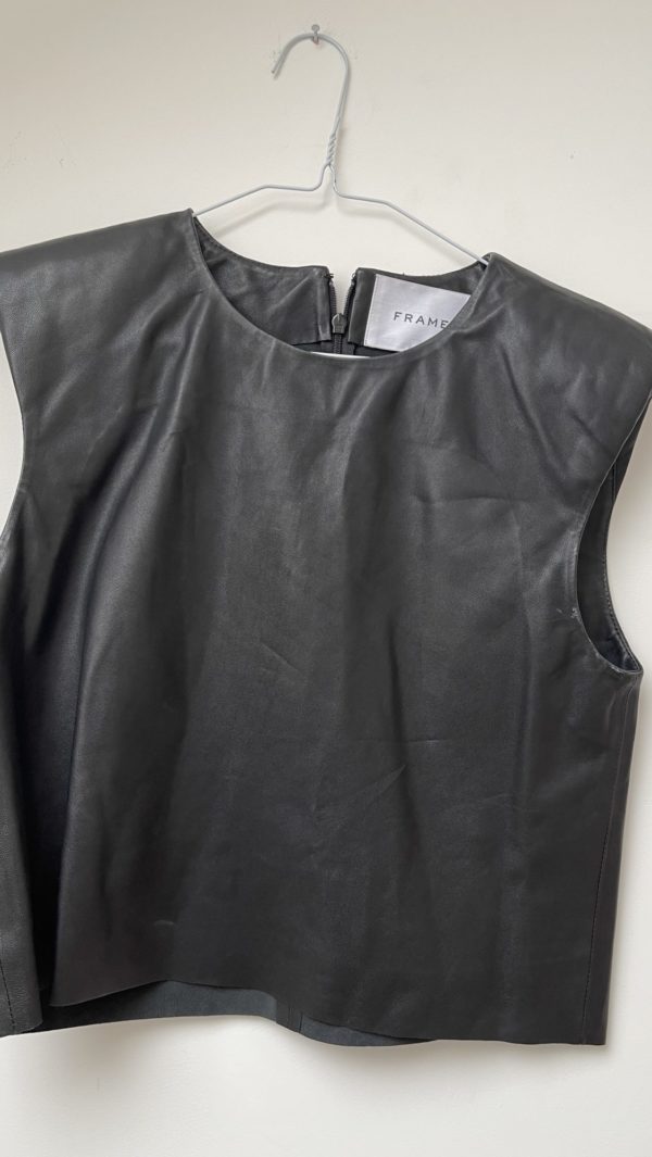 Frame Padded Shoulder Leather Top