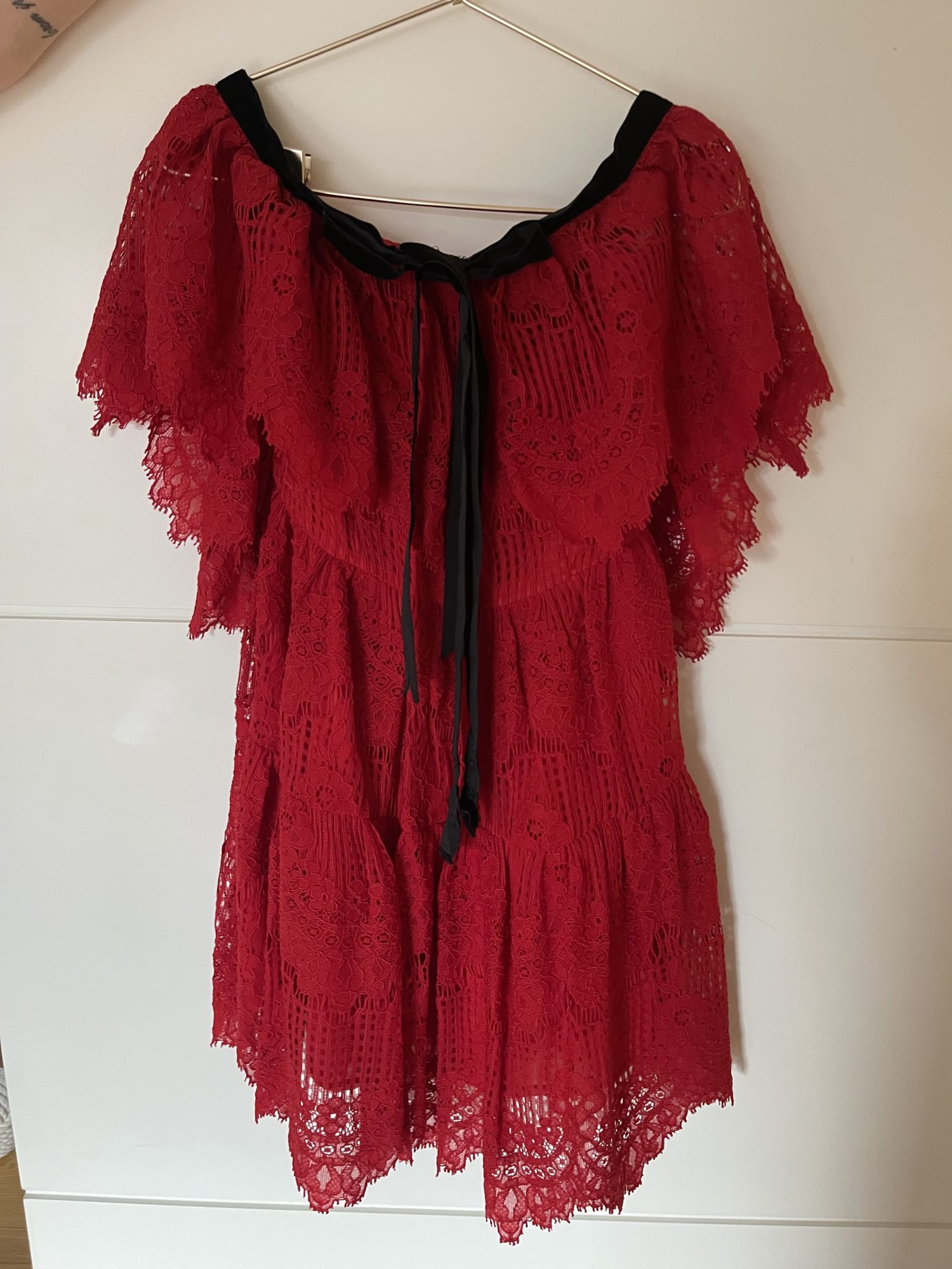Elena Antoniades Red Lace Mini Dress – StyleSwap