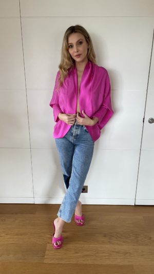 Astrid Elisee Bright Pink Silk Open Front Top