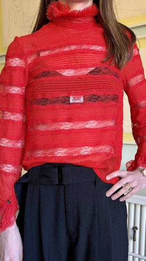 Isabel Marant Striped Red Lace Shirt