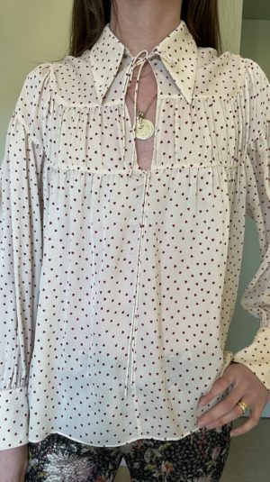 Joseph White Sheer Love Heart Polkadot Blouse