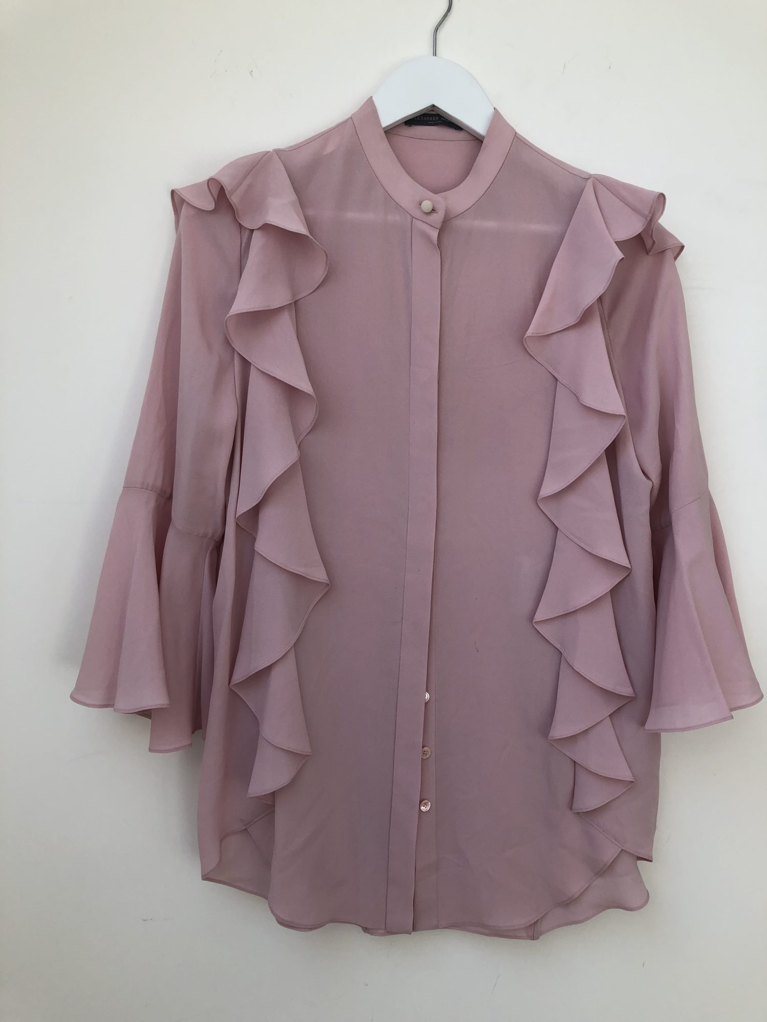 Alexander McQueen Sheer Pink Ruffle Shirt – StyleSwap