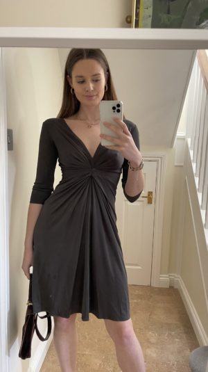 Issa London Silk ruched plunge v neck dress