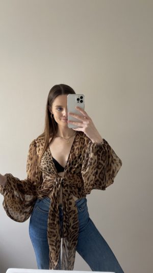 Rat and Boa Sheer Leopard Print Top