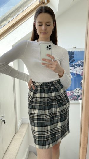 See By Chloé Wool checked black and grey mini skirt