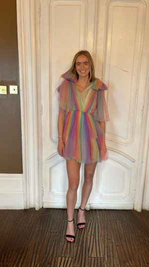 Lirika Matoshi Multicoloured Sheer Mini Dress
