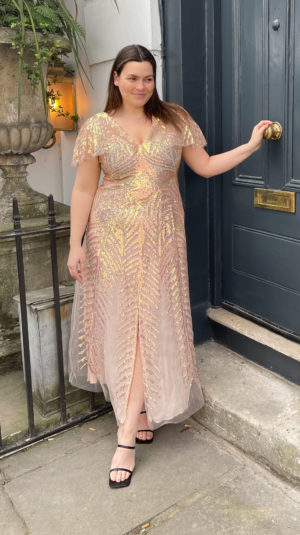 Temperley Gold Sequin Maxi Dress