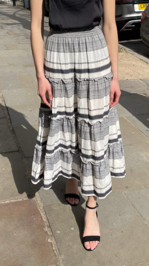 Zimmermann Grey Striped Midi Skirt