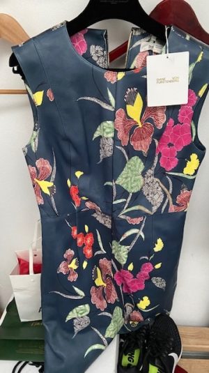 Diane Von Furstenberg Floral Leather Mini Dress