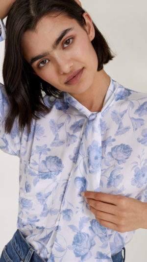 Mother Of Pearl Blue Floral Blouse