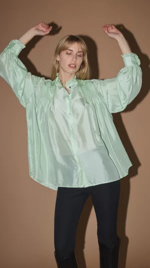 Maggie Marilyn Green Silk Blouse