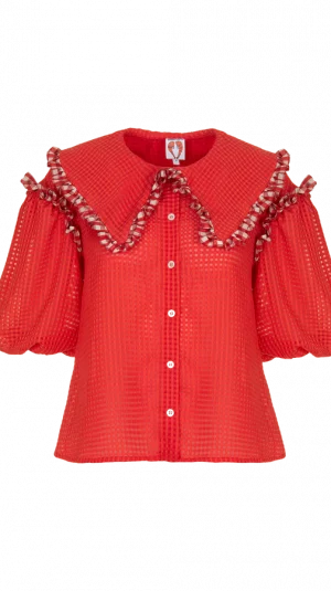 Shrimps Red Peter Pan Collar Top