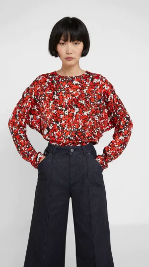 Dagmar Red Blossom Print Blouse