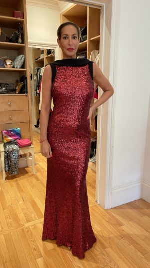 Badgley Mischka Sequin Red Dress