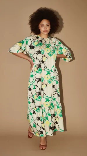 Rodebjer Abstract Floral Green Maxi Dress