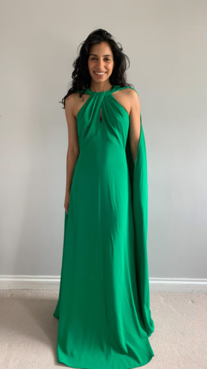 Marchesa Notte Green Dress With Cape