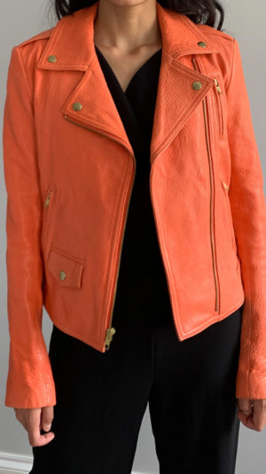 Theory Orange Leather Jacket