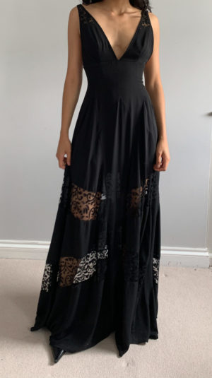 Fame And Partners Black Maxi Dress With Lace