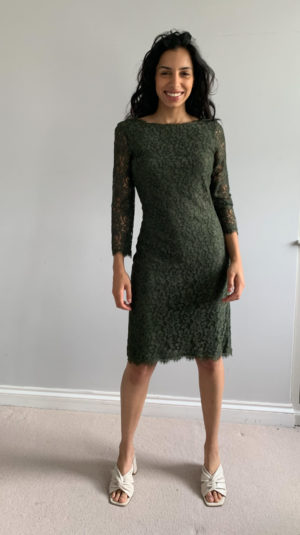 Diane Von Furstenberg Green Lace Dress