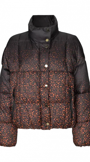 Baum Und Pferdgarten Paint Splatter Puffer Coat