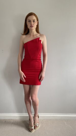 Mason Red Layered Neck Line Mini Dress