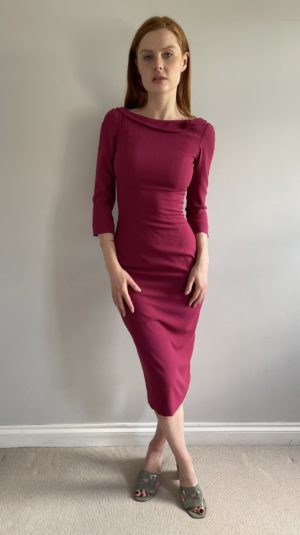 L’Wren Scott Pink Button Up Collared Midi Dress