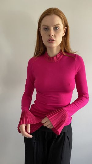 ME + EM Pink Tight Long Sleeved Top