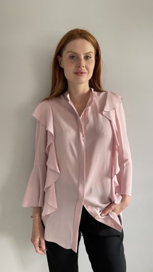 Alexander McQueen Sheer Pink Ruffle Shirt