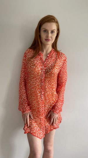 Cloe Cassandro Sheer Leopard Print Dress